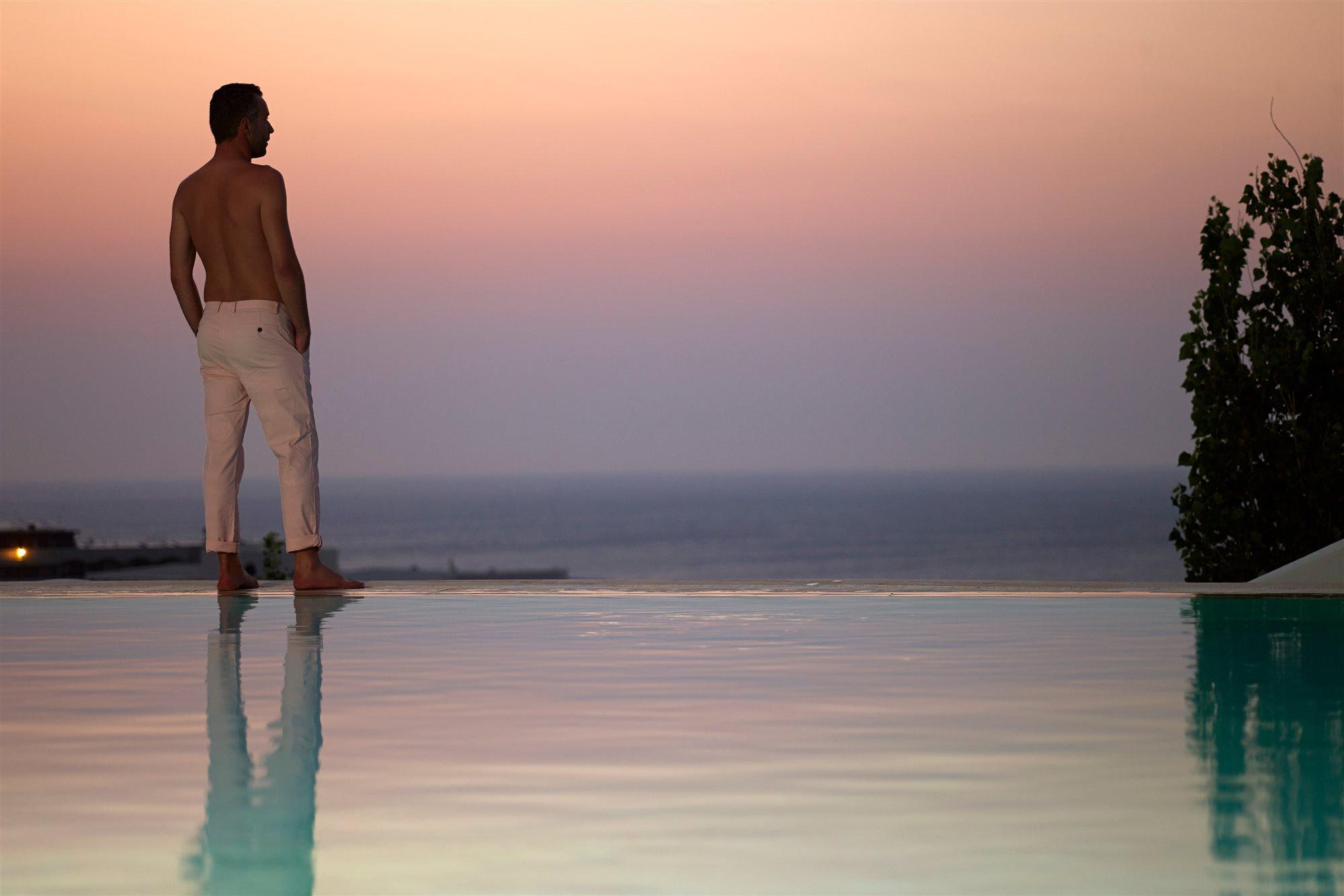 Esperos Village Blue & Spa - Adults Only Faliraki Exteriér fotografie Sunset at the pool
